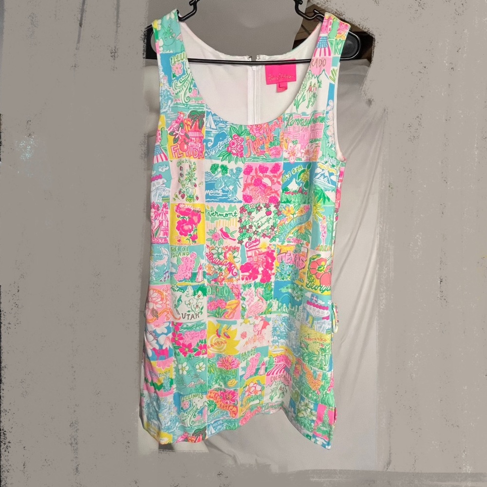 Lilly Pulitzer Colorful Patchwork States of America Travel Mini Dress 8